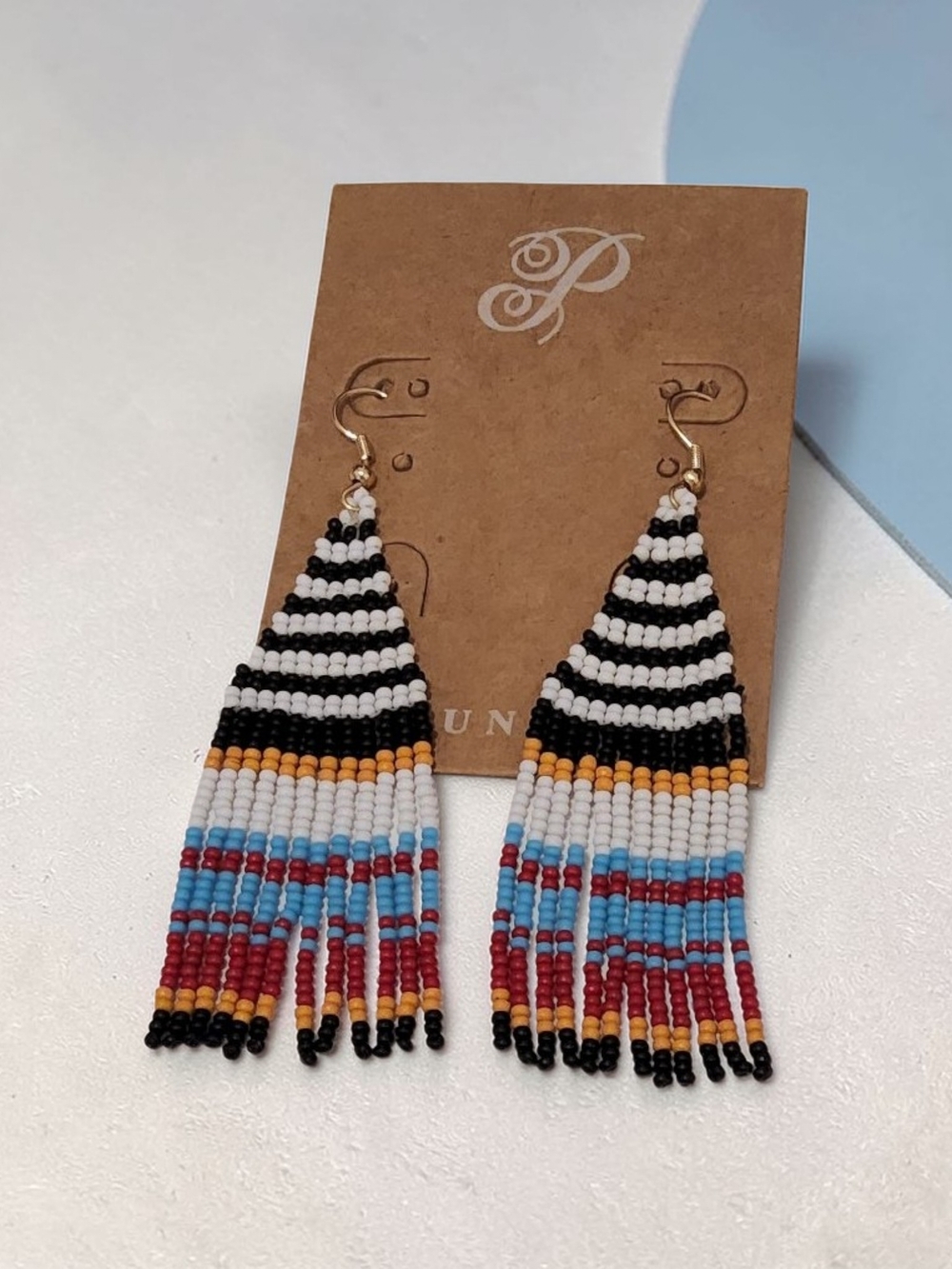 10/ $10 Plunder  Beaded Fringe Earrings - Picture 2 of 2